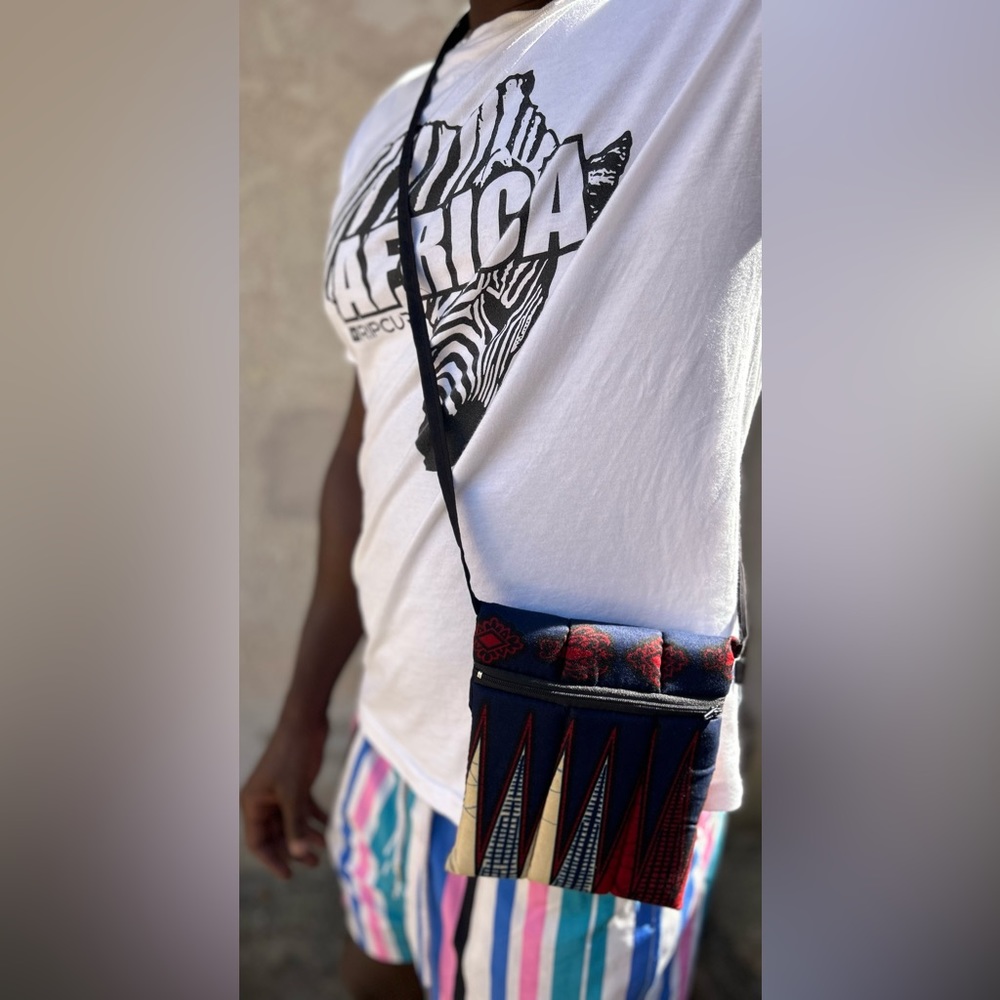 NW 💯 cotton Vlisco Fabric Crossbody Purse Sz 7”x 6”